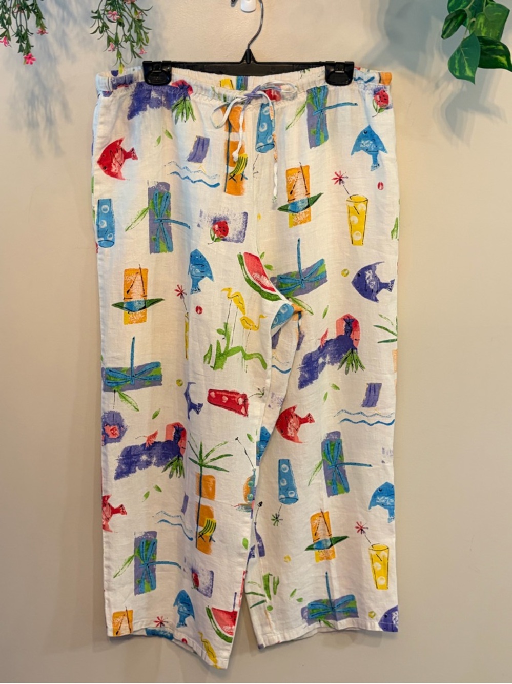 HOT COTTON by Marc Ware 100% Linen Beach Theme Pants